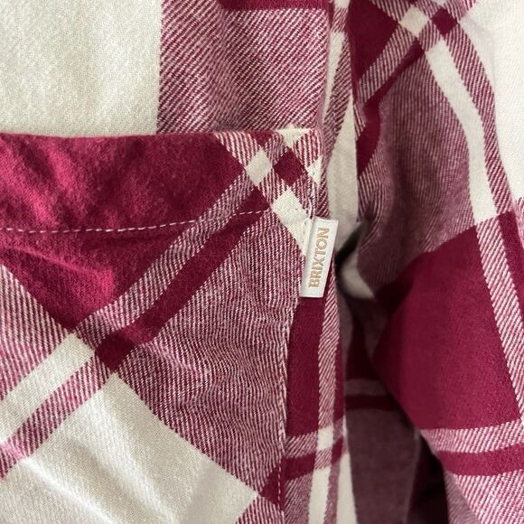 Brixton Flannel Plaid Mens Large Long Sleeve Button Up Flat Pocket Red Beige - Picture 4 of 6